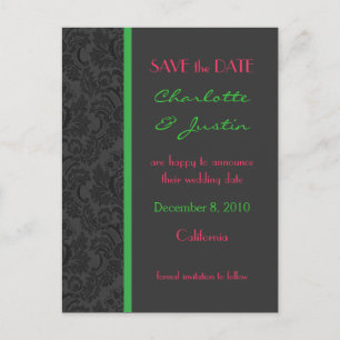 damask; save the date postcard