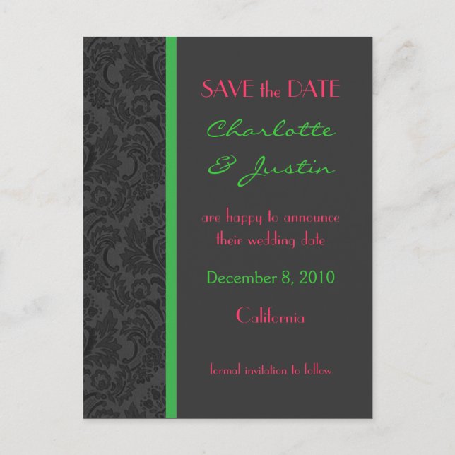 damask; save the date postcard (Front)