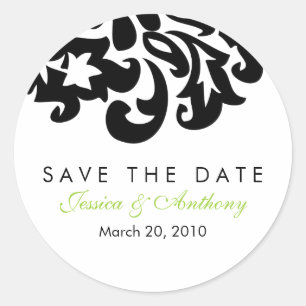 damask save the date sticker