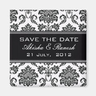 Damask Save the Date Wedding Announcement Magnet
