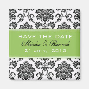 Damask Save the Date Wedding Announcement Magnet