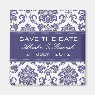 Damask Save the Date Wedding Announcement Magnet