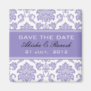Damask Save the Date Wedding Announcement Magnet