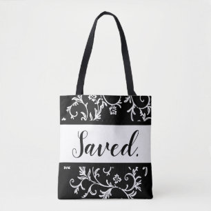 Damask Saved Christian Tote Bag