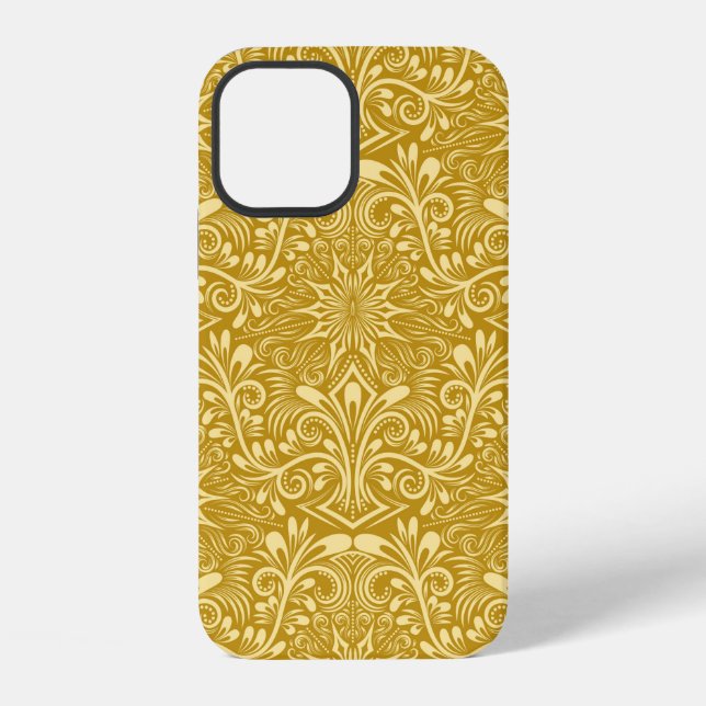 Damask seamless pattern repeating background. Gold iPhone Case (Back)