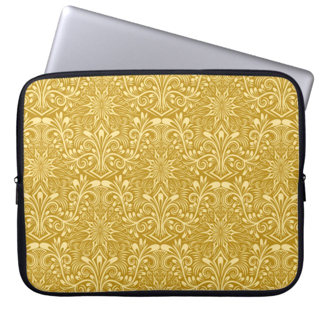 Damask seamless pattern repeating background. Gold Laptop Sleeve (Front)