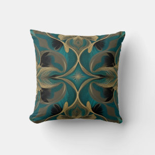  Damask Seamless Repetitive Pattern Flowers Teal Throw Pillow
