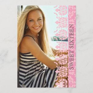 Damask See Through Photo Invitation