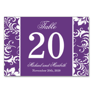 Damask Sides Table Numbers (Purple / White)