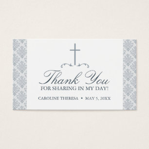 Damask Silver Grey with Cross FAVOR CARD