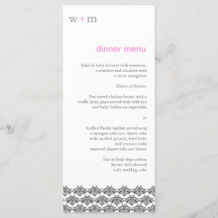 Damask Simplicity Grey Pink Wedding Menu