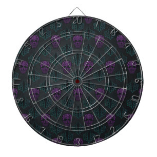 DAMASK SKULL TEAL PURPLE DARTBOARD