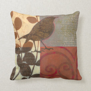 Damask Sparrow Throw Pillow