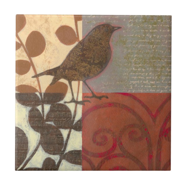 Damask Sparrow Tile (Front)