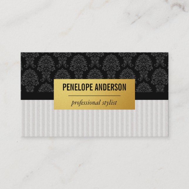 Damask & Stripes Business Card (Front)
