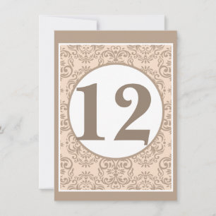 Damask Style Table Number Card