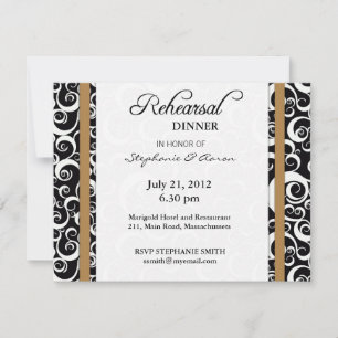 Damask Swirl Rehearsal Dinner Card in Hazelnut