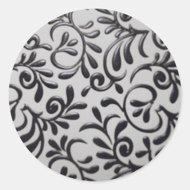 Damask Swirl Round Sticker (Front)