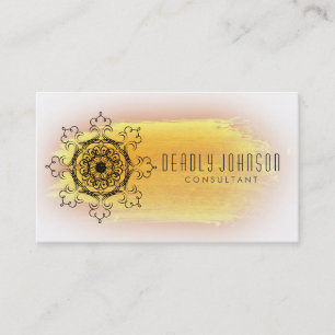 Damask Swirl Watercolor Vintage Orange Plain Business Card