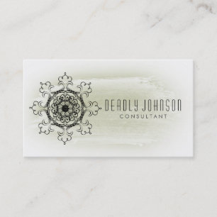 Damask Swirl Watercolor Vintage White Plain Business Card