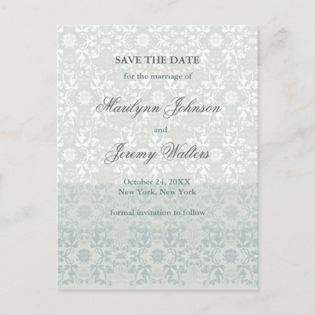 Damask Swirls Lace Dream Enregistrer La Date Carte (Devant)