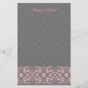 Damask Swirls Lace Licorice Thank You Stationery