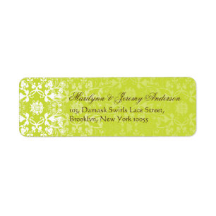 Damask Swirls Lace Lime Custom Label