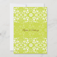 Damask Swirls Lace Lime Wedding Invitation 2