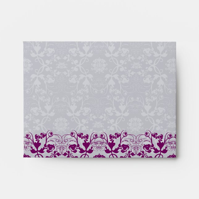 Damask Swirls Lace Orchid Enveloppe de mariage per (Devant)