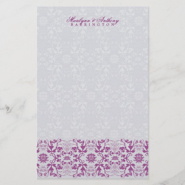 Damask Swirls Lace Orchid Merci papeterie (Devant)