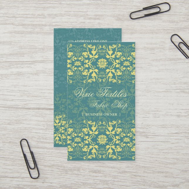 Damask Swirls Lace Peacock Custom Profile Card (Front/Back In Situ)