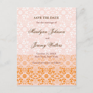 Damask Swirls Lace Sorbet Save The Date Postcard
