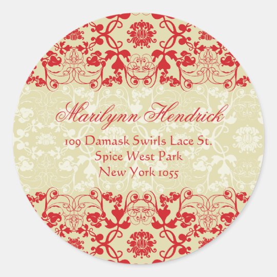 Damask Swirls Lace Spice Address Label Sticker
