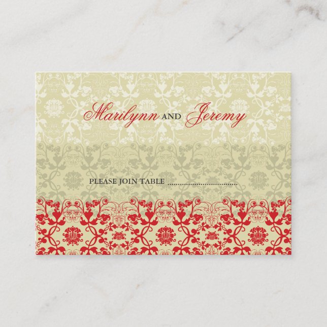 Damask Swirls Lace Spice Custom Escort Place Card (Front)