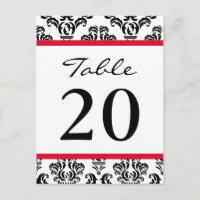 Damask Table Numbers (Black / Red / White)
