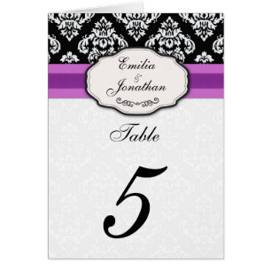 Damask Table Seating Number With Purple