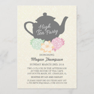 Damask & Teapot High Tea Invitation