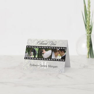 Damask Thank You Cards, wedding photos+monogram