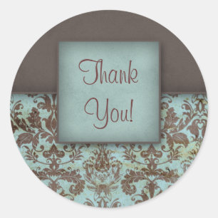 Damask Thank You Stickers