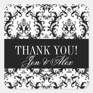 Damask Thank You Wedding Favour Stickers
