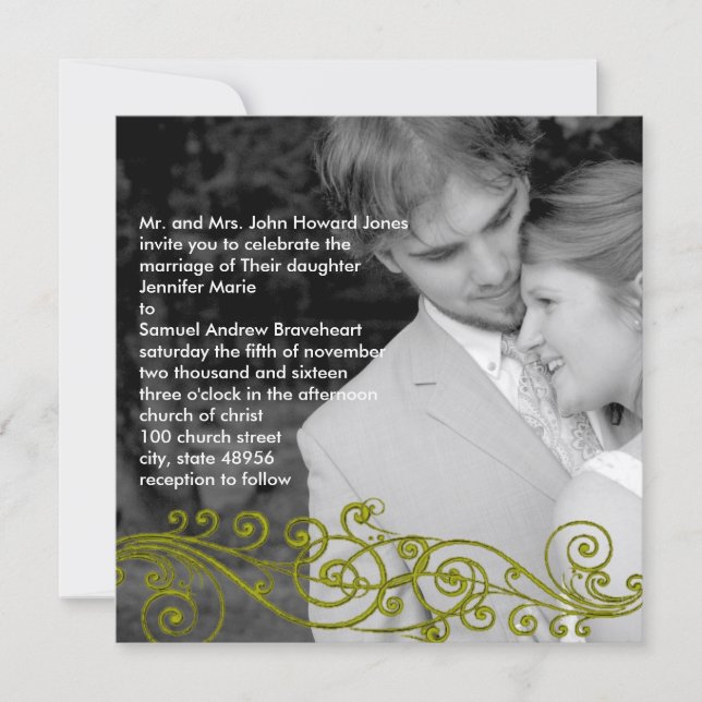 Damask Tourbillonnant votre Faire-part de mariage  (Devant)