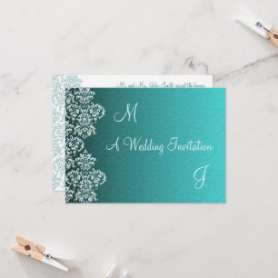 Damask Turquoise Faire-part de mariage