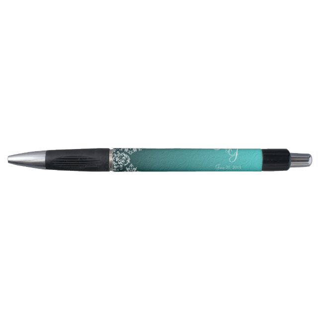 Damask Turquoise stylos Mariage (Devant)