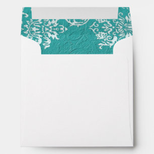 Damask Turquoise Wedding Square Envelope