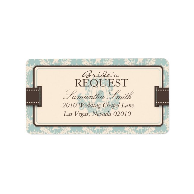 Damask Tweets Étiquette de adresse (Devant)