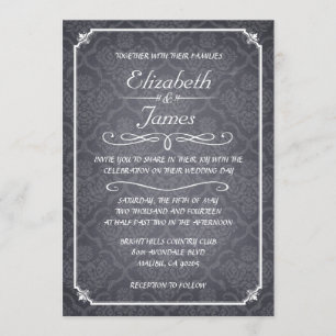 Damask Vintage Chalkboard Wedding Invitations