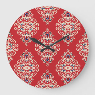 Damask Vintage: Flourish Seamless Pattern. Large Clock