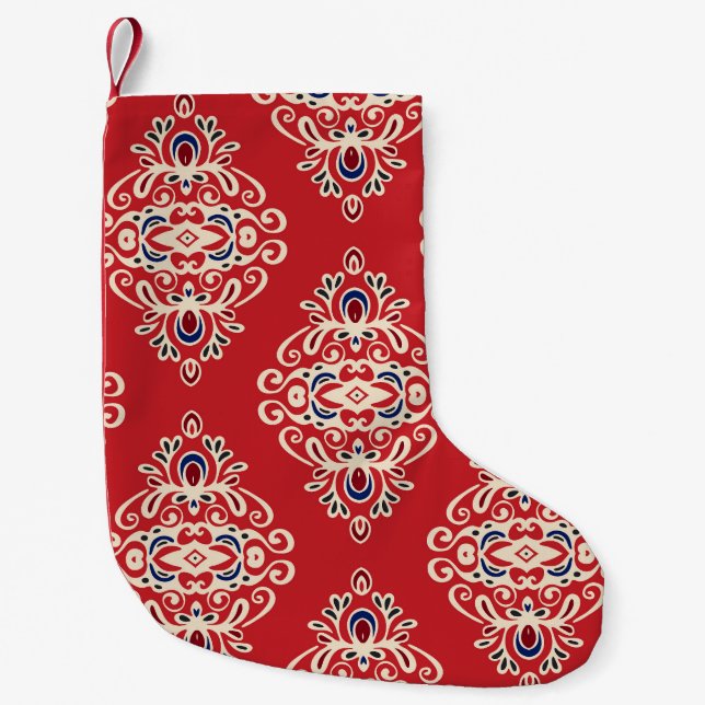 Damask Vintage: Flourish Seamless Pattern. Small Christmas Stocking (Front)