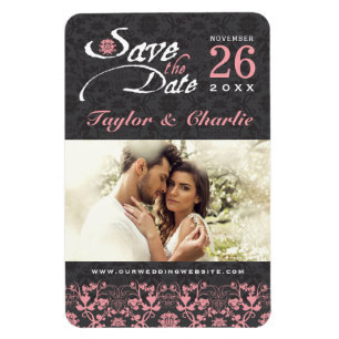 Damask Vintage Lace Save The Date Photo Magnet