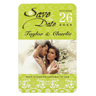 Damask Vintage Lace Save The Date Photo Magnet